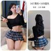 Sexy lingerie sexy jk plaid skirt low neckline sweater set pure desire uniform student 47