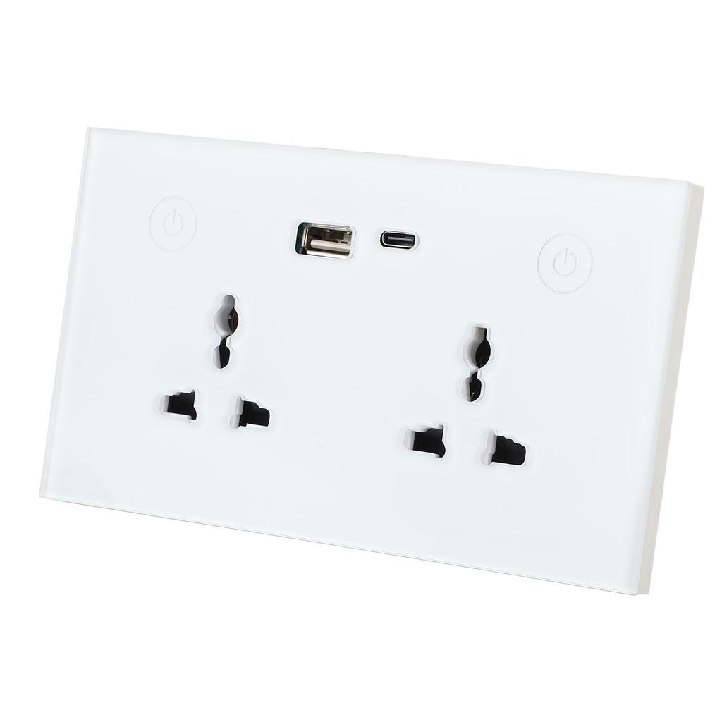 Smart Wall Outlet 2.4G WiFi Touch Light Switch Voice Control Smart Plug with USB and TYPE C Charger