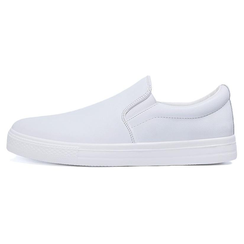 Warrior Slip-On Soft Sole Comfortable Lightweight Versatile Waterproof Leather Low-Top Casual Shoes Unisex casual shoes White WXY(JS)-031301