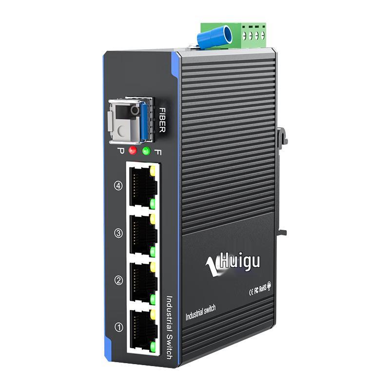 Huigu Industrial Gigabit Single-Mode Fiber Optic Switch/Media Converter