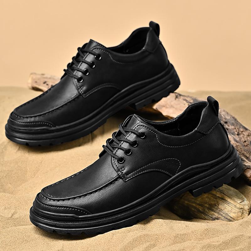 2024 Spring Autumn New Men's Genuine Leather Shoes Thick Sole Oxford Shoes Versatile Business Casual Shoes Men's Suit Shoes