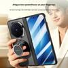 Luxury Matte Frosted Case For Vivo X Fold6 Fold 6 360° Rotating Magnetic Holder Hand Strap Metal Lens With Glass Screen Cover