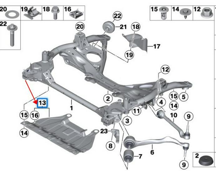 BMW Engine Underbody Shield for 1 Series F20, 3 Series F30. Part #31146850067.