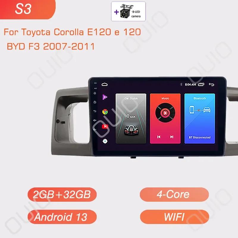 2DIN Android 13 Radio For Toyota Corolla E120 E 120 BYD F3 2007-2011 Car Stereo Multimedia Player Carplay Auto GPS Navigation