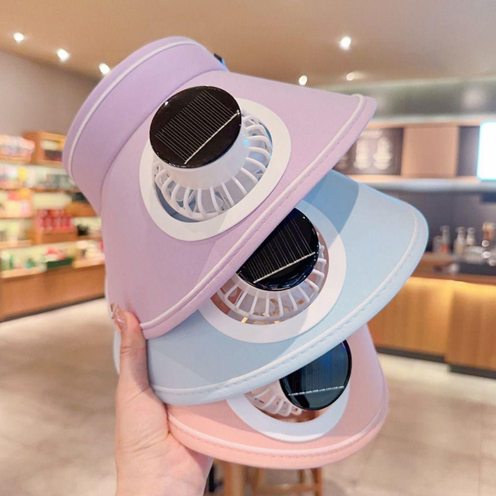 Solar Powered Fan Outdoor Visor Hat Breathable Beach Sunshade Hat Fashion Sun Hat with Fan  Summer