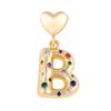 18K Gold-Plated Zircon Necklace with Cross and Colorful Letter Pendants