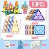 AOMACO Magnetic Building Blocks, 63-Piece Set, Educational Toy, 3D Puzzle, Colorful Transparent Magnetic Tiles, STEM Education, Spatial Recognition,
