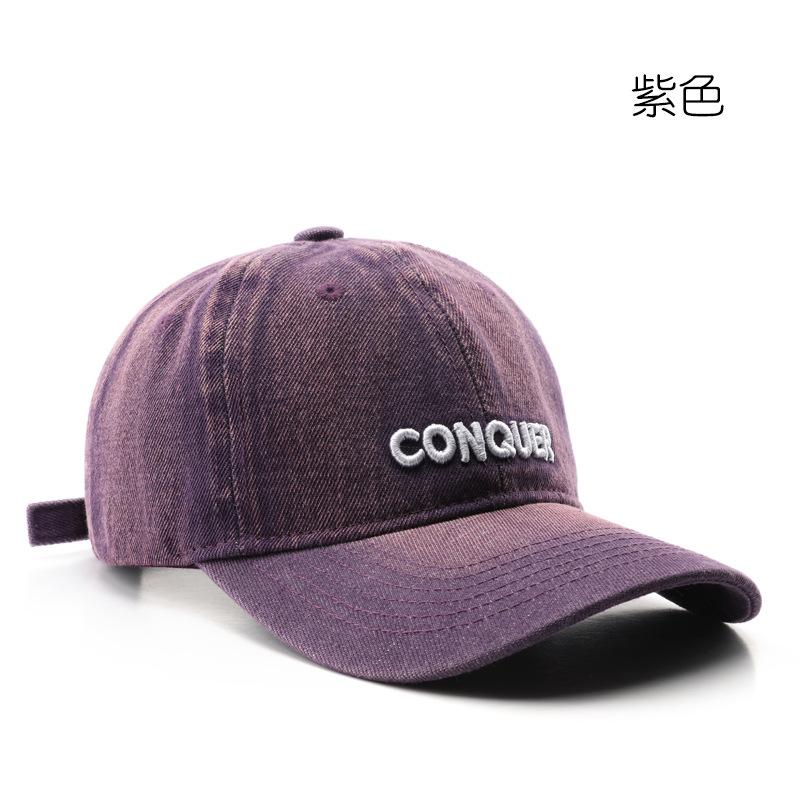 

Hat Spring and Autumn Denim Letter Embroidery Cap Outdoor Travel Sunscreen Shade Baseball Cap фіолетовий