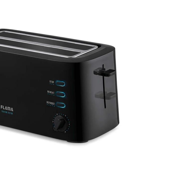 Grille-pain Flama 988FL, 980W, deux fentes longues et extra larges, fonctions de réchauffage, de décongélation et d'arrêt