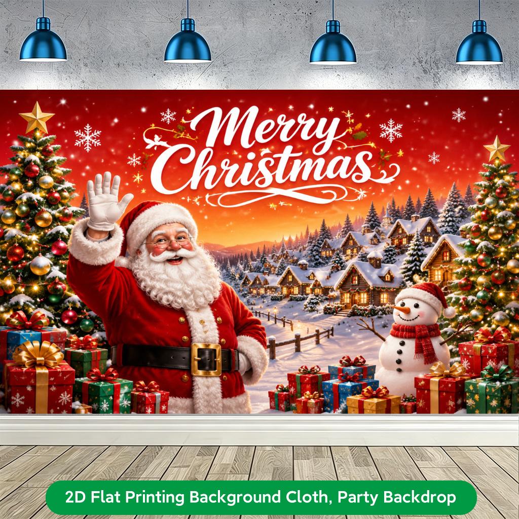 1Pcs Merry Christmas Santa Claus Gifts Decoration Background Winter Backdrop For Photo Studio Photo Booth Party