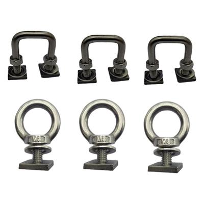 6Pcs Stainless T Track Mount Tie Down Anchors Eye Nuts T Slot Bolt Tie Down Anchoring Kit T Track Bolts for Roof Rack