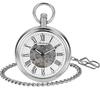 NEW Top Brand Luxury Silver Pocket Watches Mechanical For Men Fashion Gentleman Pocket Watch Hand Wind Casual Chain Fob Watches