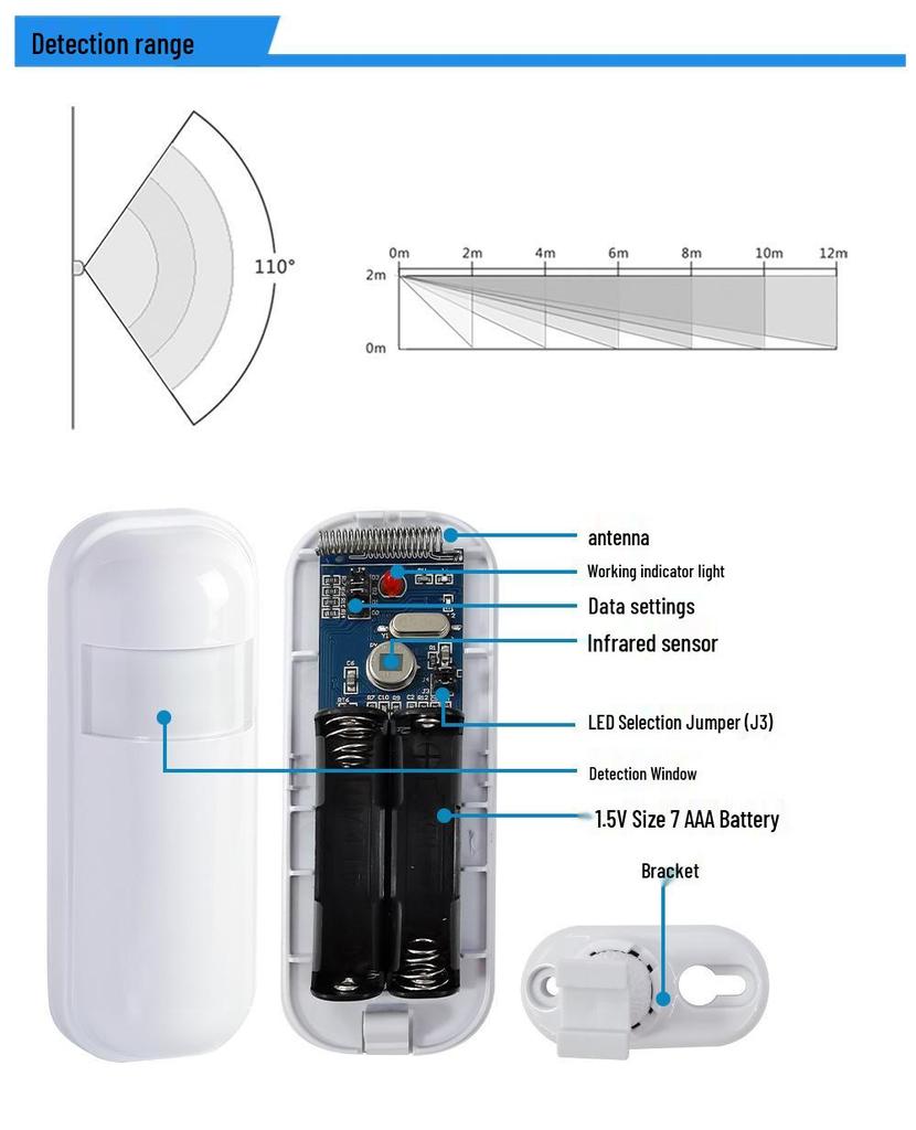 Wireless Infrared Human Body Motion Detector Alarm for Home and Commercial Use