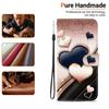 Handmade PU Leather Flip Case for Honor X6a Anti-Slip Shockproof Cover with Wrist Strap & Heart/Rose Cat Designs