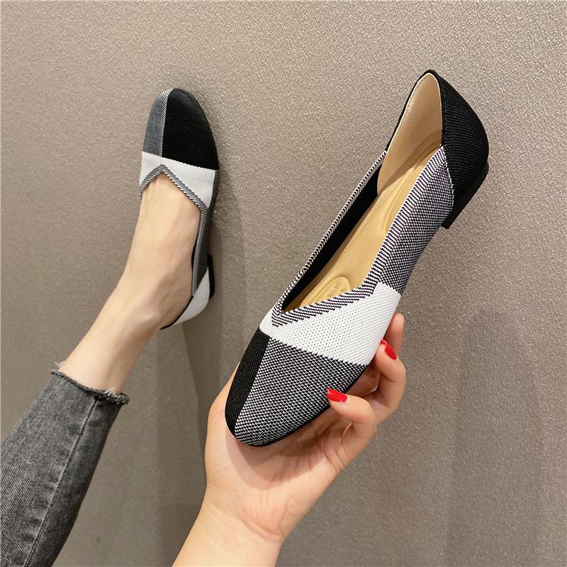 Neue lässige Doudou-Schuhe mit flachem Boden, fly-gewebte Damenschuhe, Einzelne Schuhe, atmungsaktiv, verschleißfest und rutschfest