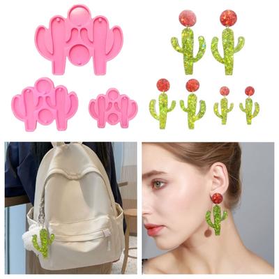 Handmade Cactus Silicone Mold  Crystal Earring Pendant Mould Hangings Keychain Molds Epoxy Resin Jewelry Making Tool