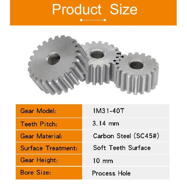 1 Piece Cylindrical Gear 1M-31/32/33/34/35/36/37/38/39/40T SC45# Carbon Steel Material Metal Gear For Transmission Accessories