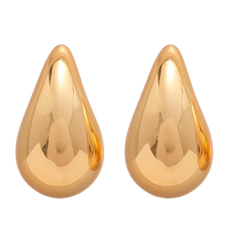 Elegant Metallic Water Drop Steel Needle Stud Earrings - Bold High-end Niche Design