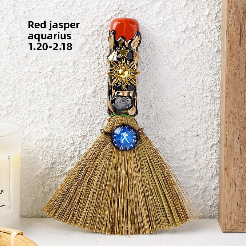 Zwölf Tierkreiszeichen Kristall Rohstein Mit Handgefertigtem Besen Dekor Für Hochzeit Und Feier