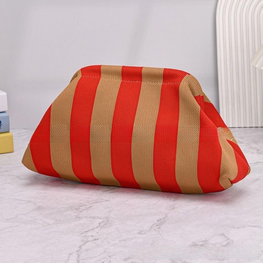 Portable Spring Closure Open Top Colorful Striped Cosmetic Bag Large Capacity Multi-purpose Makeup Pouch Toiletry Bag Gifts