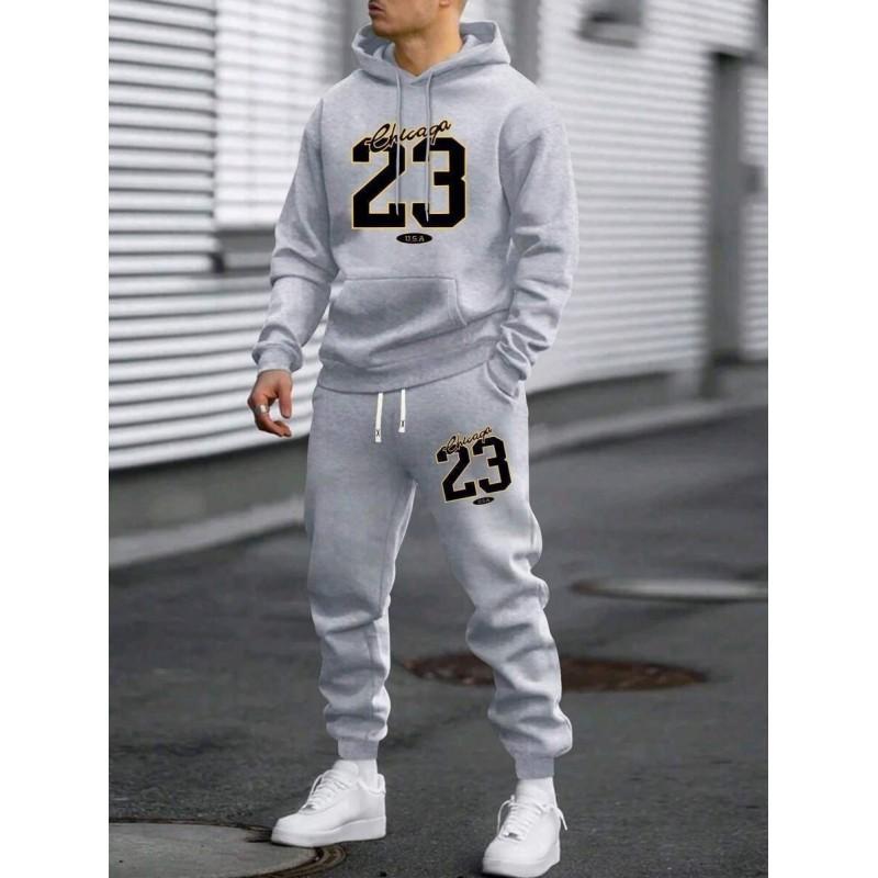 Mens Oversized Hooded Sweatshirt Set With Graphic Print Loose Fit Winter Casual Tracksuit