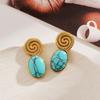 Ying Tai 18K Gold Non-Fading Stainless Steel & Titanium Ear Studs with Turquoise, High Polish & European-American Style.