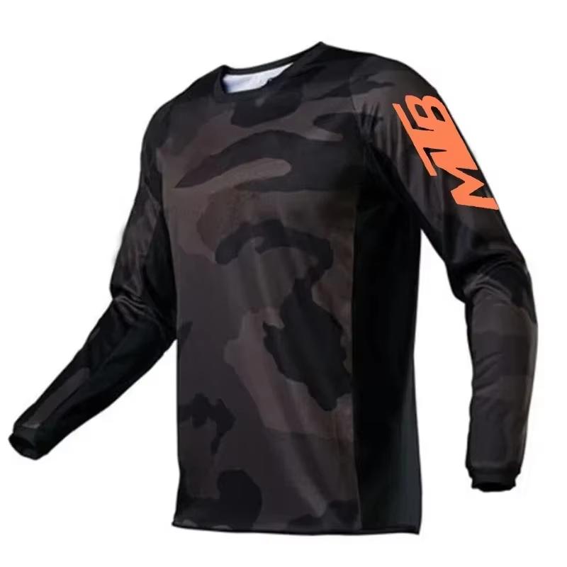 Breathable MTB Long Sleeve Shirt Gradient Print Mountain Bike Dirt Bike Family Riding Jersey