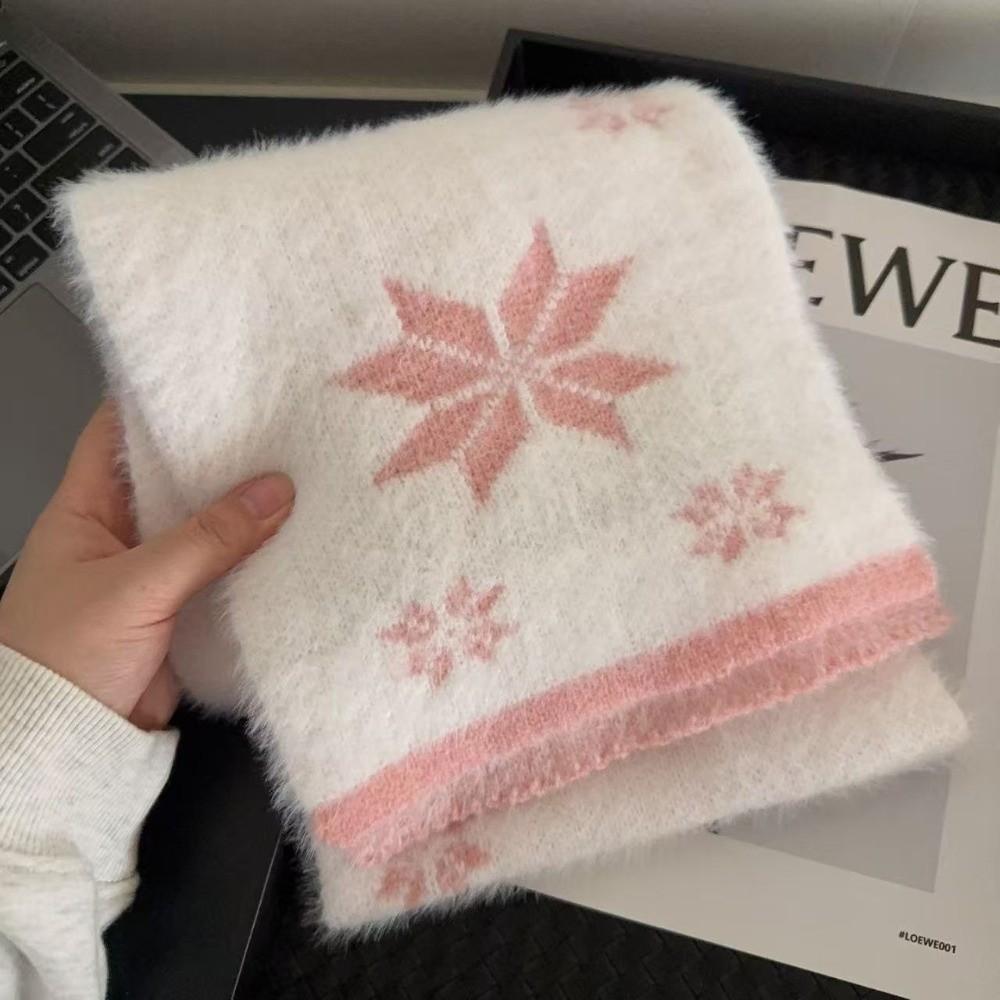 Double-Sided Plush Winter Scarf Soft Plush Knitted Neck Wrap Faux Mink Scarf  Autumn Winter Wear