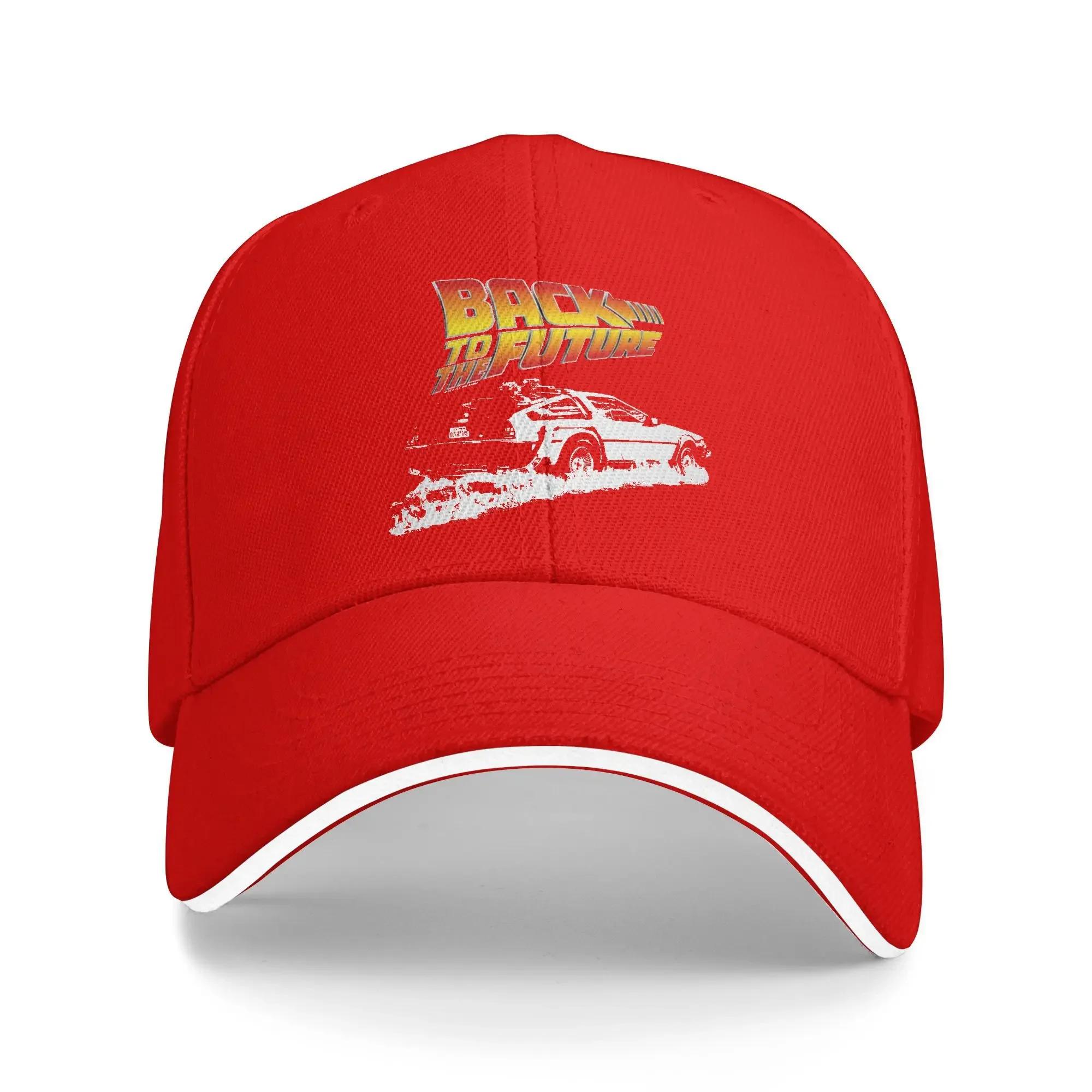

Classic Back to the Future Baseball Cap Men Women Trucker Hat DeLorean Fire Tracks White Stencil Golf Adjustable Fit Sun Caps Adjustable