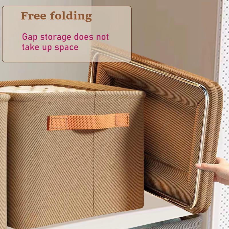 Non-Woven Fabric Storage Box with Thick Steel Frame Versatile Clothes Organizer for Dorms Homes, Hand Washable Available