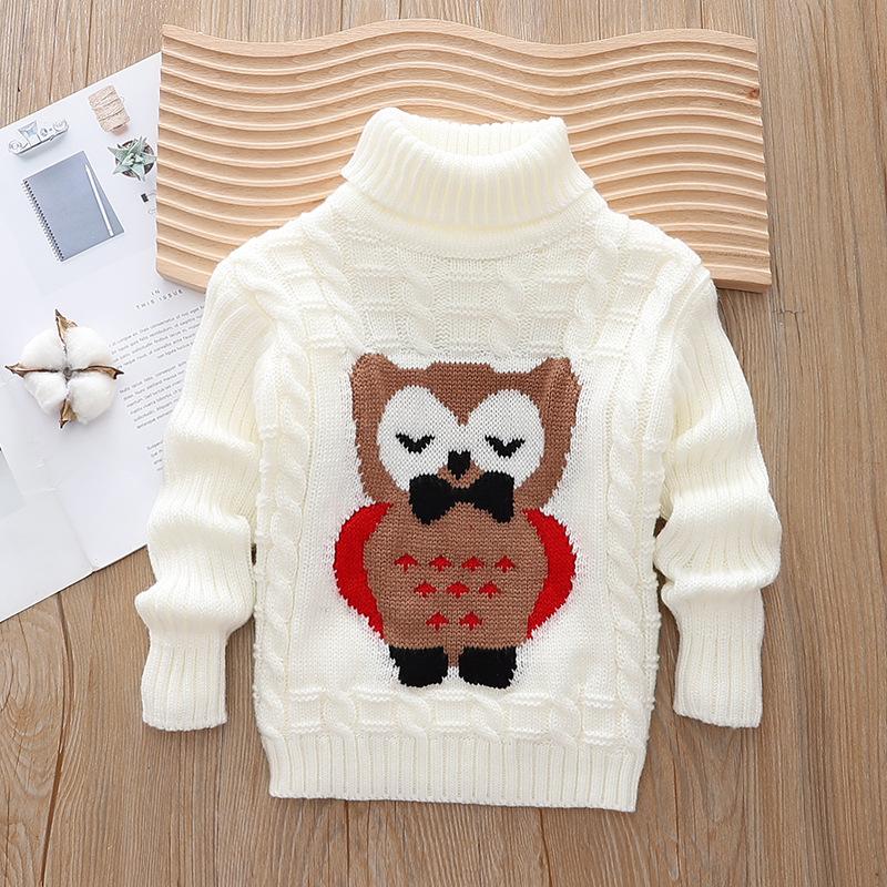 Children's Sweaters Fall and Winter Long-sleeved Boys and Girls Cartoon Turtleneck Knit Sweater
