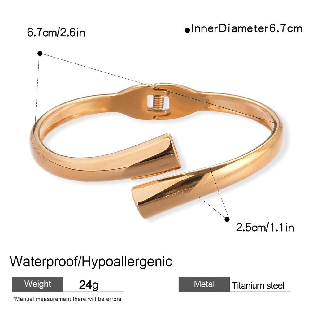 Polished Irregular Snake-Shaped Titanium Steel Bangle - European & American High-End Fashion Bracelet