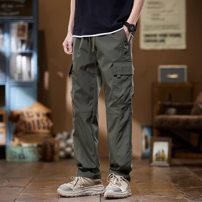 Men's Spring Casual Straight-Fit Overalls: Versatile Long Pants for Daily Wear