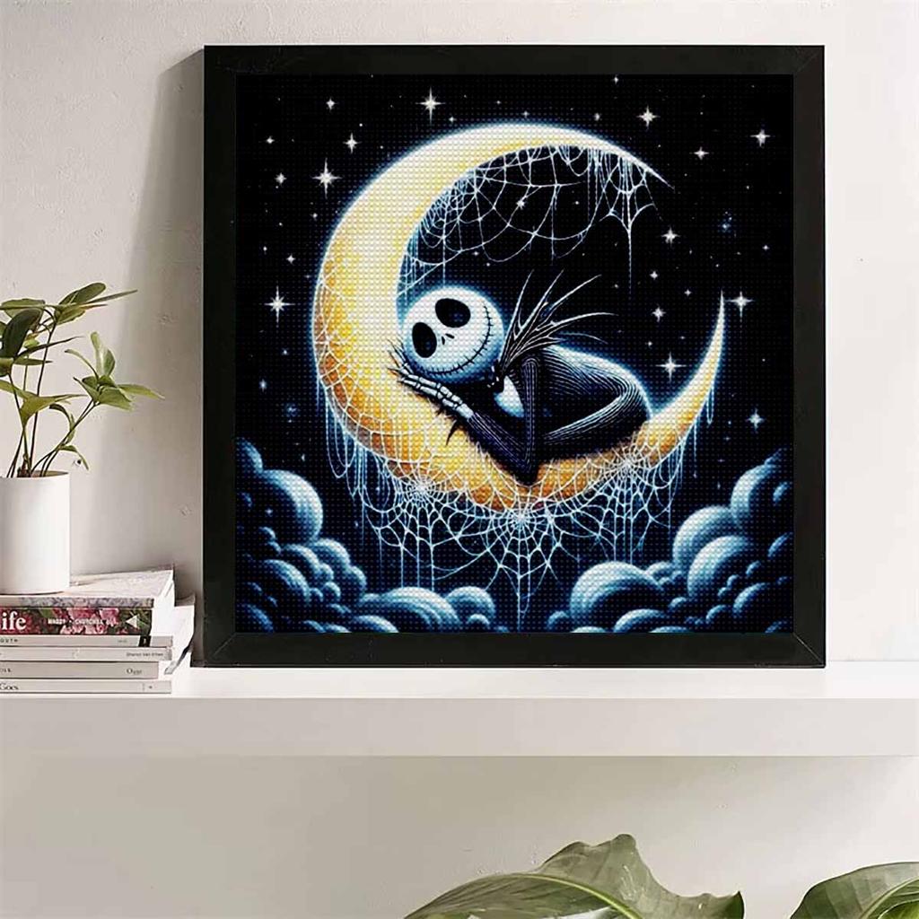 5D DIY Diamond Painting Decorative Skeleton and The Moon Full Round Drill Scenery Diamond Embroidery Cross Stitch Kits Home Decor Gift