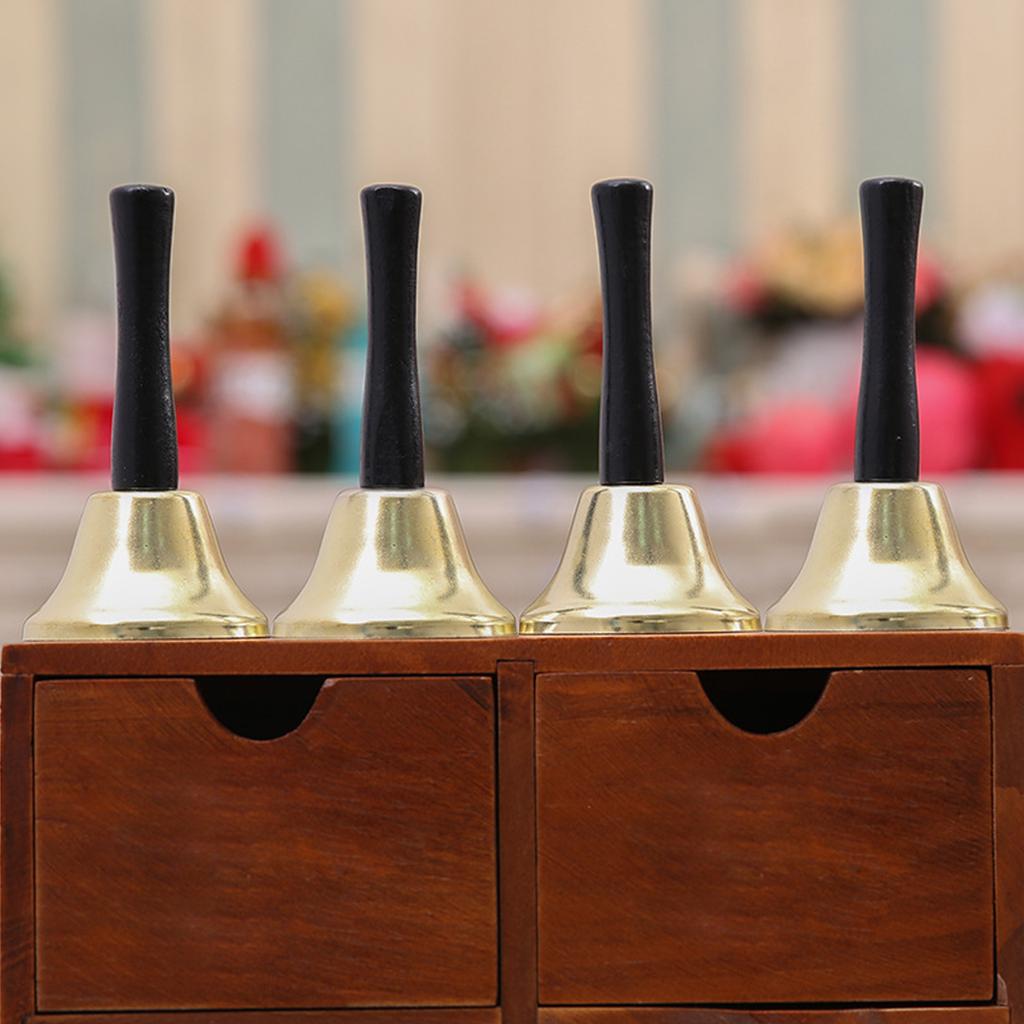 Christmas Hand Bell Rust Proof Wooden Handle Loud Hand Bell for Home Restaurant Party