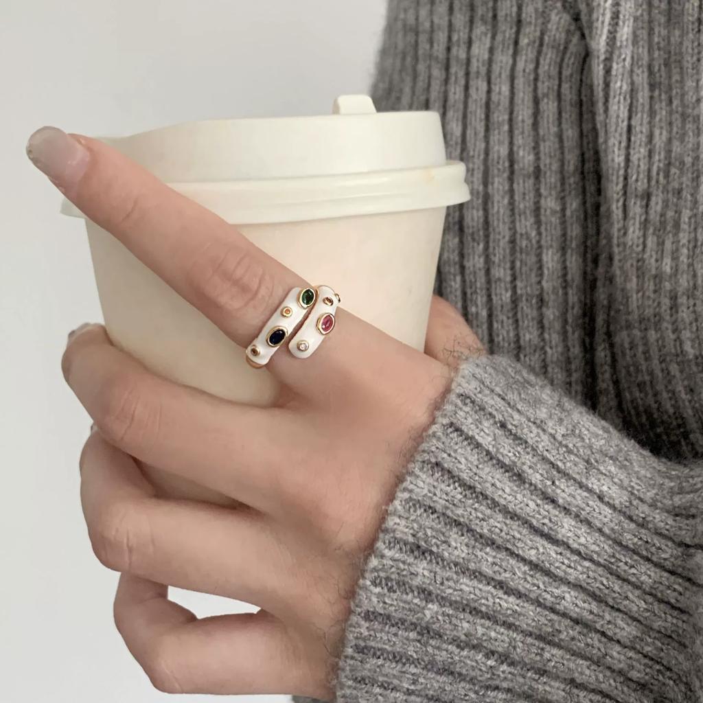 Bagues ouvertes en émail coloré à glaçure dégoulinante pour femmes Mode Nouveau Bijou Cadeau Fête Quotidien Vente en gros anillos