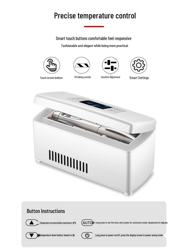 Mini Portable Rechargeable Insulin Refrigeration Box for Car and Home - USB Powered, Dual-Use, Constant Temperature.