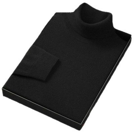 Men's High Neck Double Roll Wool Sweater - Soft, Warm, Solid Color, Close-Fitting Base Layer, Trendy Knitted Design