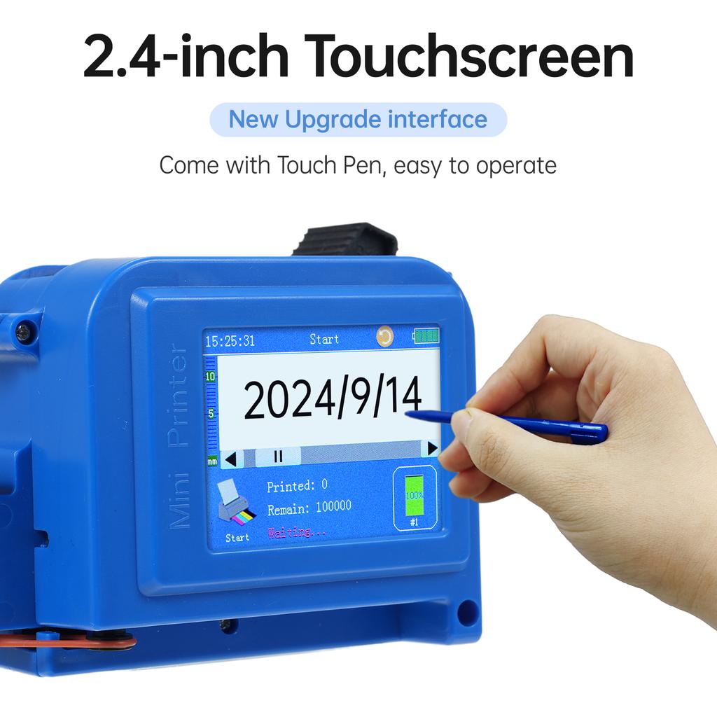 Mini Handheld Inkjet Printer with 2.4 Inch Touchscreen Intelligent Barcode Printer Support Logo
