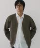 NODU Essential V-Neck Knit Zip-Up Cardigan [Dark Beige]
