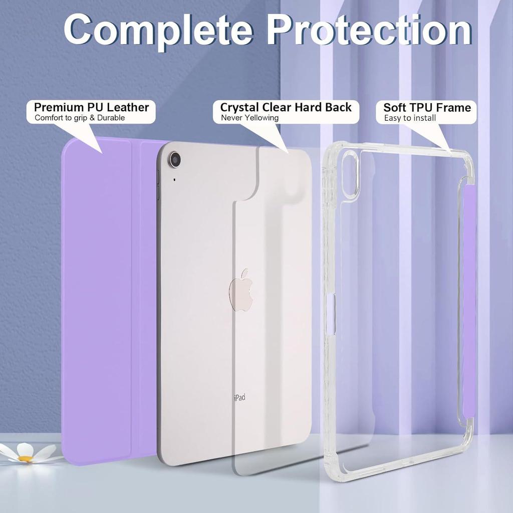 Funda Protectora de Acrílico para iPad con Alta Transparencia y Ranura para Lápiz para 10.9/11 pulgadas Pro 2024 y Air 4/5/6