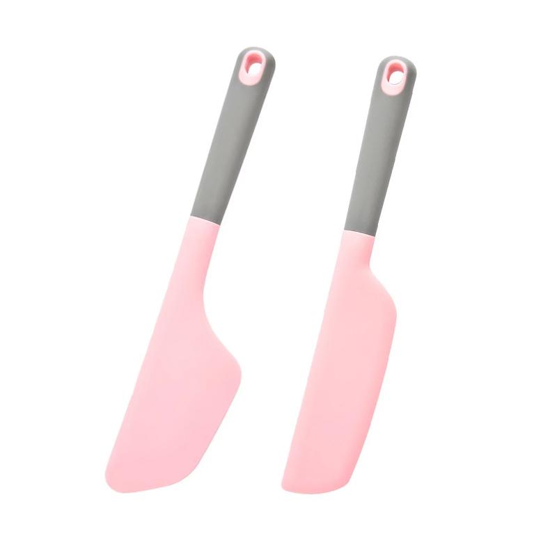 2pcs Silicone Cream Spatula Set Long Head Salad Blender Knife Non-stick Butter Spatula Heat-resistant Kitchen Baking Tools