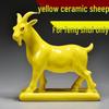 Yellow Ceramic Goat Figurine - Chinese Zodiac Sheep for Home Decor and Gifts