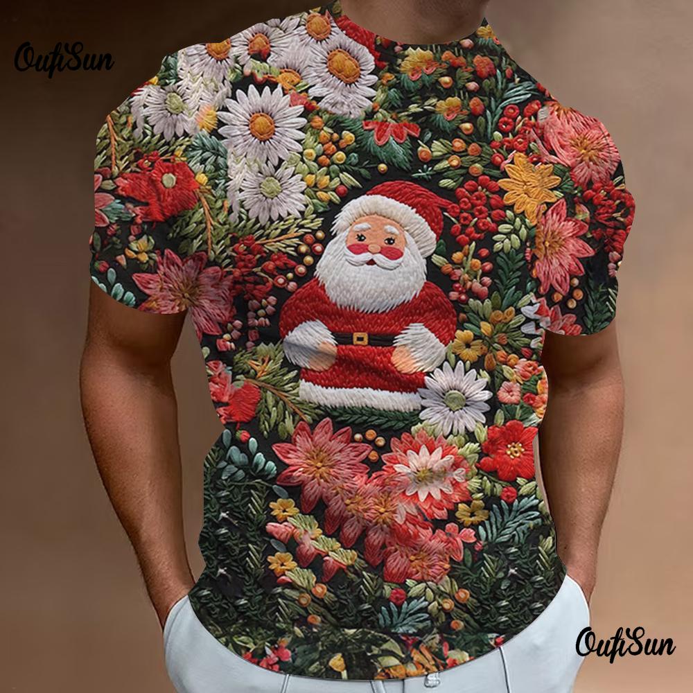 

Футболка для мужчин с рождественским принтом, свободная, оверсайз, повседневная, с короткими рукавами, уличный дизайнерский трикотаж премиум-класса 5XL