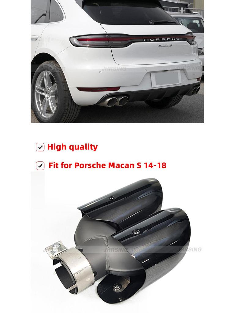 14-18 Porsche Macan Quad Black Chrome Stainless Steel Exhaust Tailpipe