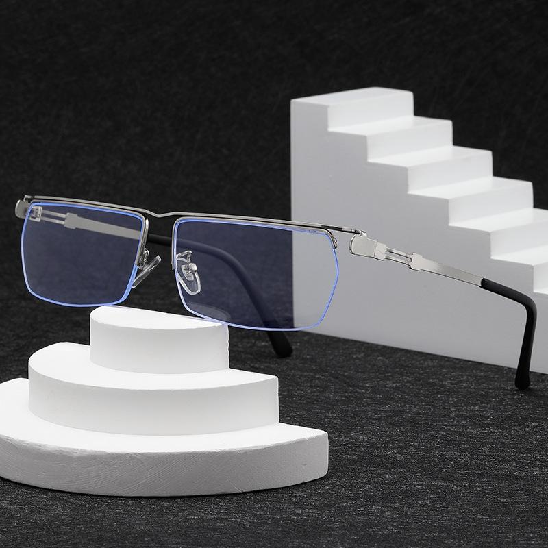 Business New Men's Metal Half Frame Presbyopia Glasses Frame Anti Blue Light Glasses Frame Reading Glasses 3879