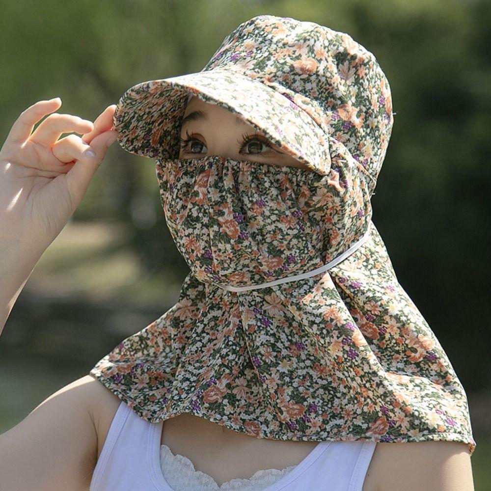 Sun Protection Women Sun Hat Ear Flap Sunscreen Bucket Hat Neck Protective Cover Cap  Summer