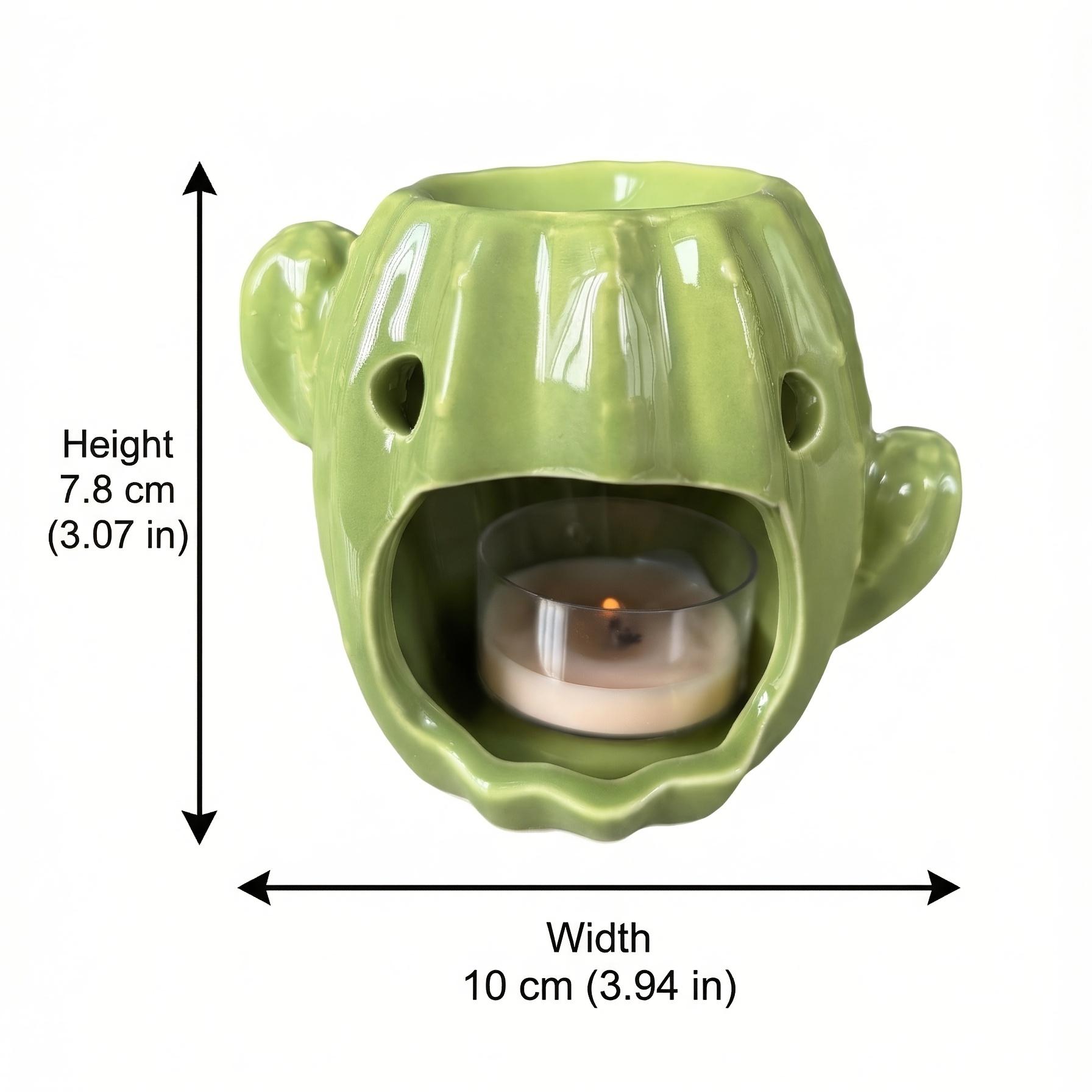 1Pc Ceramic Cactus Candle Holder Ins Amazon Scented Candle Nordic Style Small Ornament Halloween Gift Light green candlestick