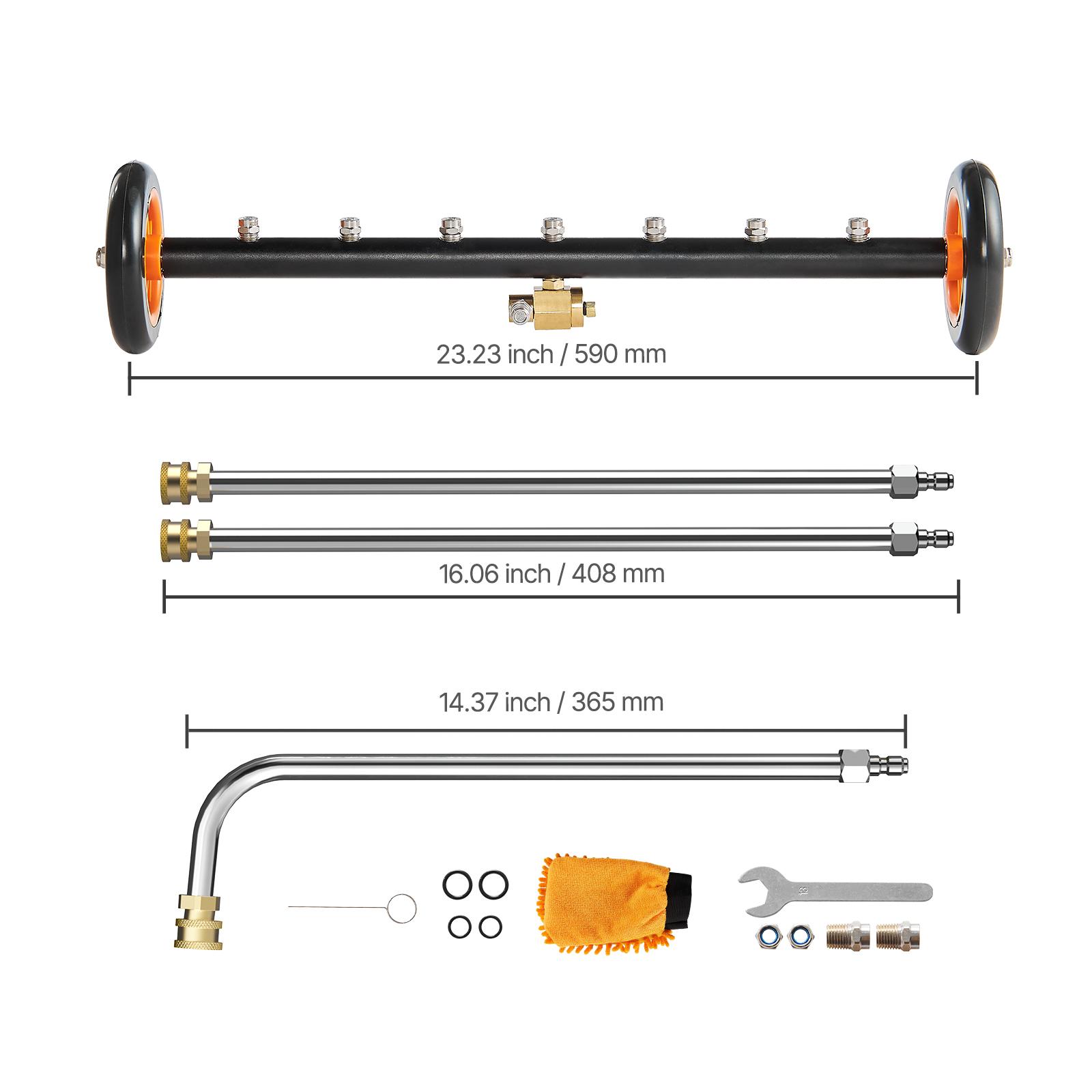 SucceBuy 16/24 Pressure Washer Undercarriage Cleaner Steel Surface Cleaner for Pressure Washer 4000 Max PSI for Driveway Manual