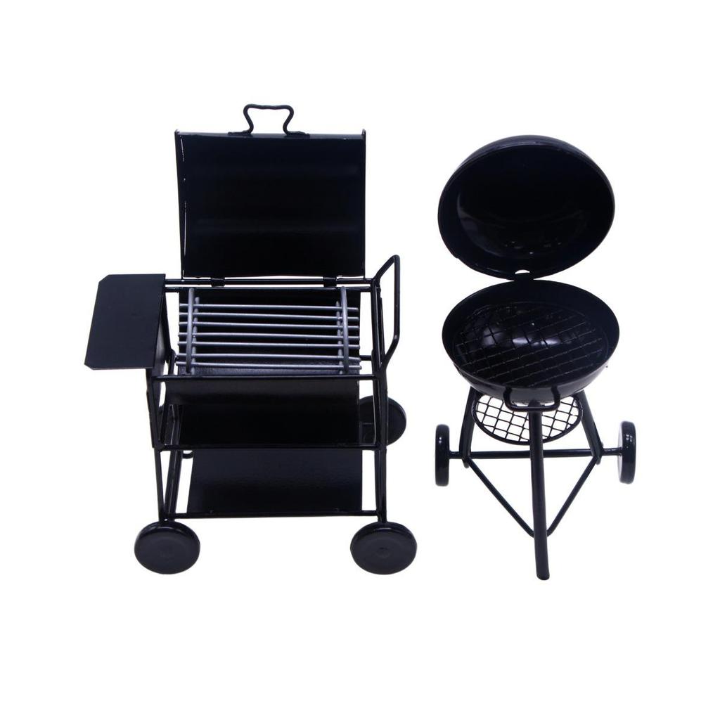 Miniature Black Iron BBQ Grill Dollhouse Ornament